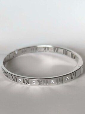 Tiffany Atlas Pierced Hinged Bracelet 18K White Gold Diamonds